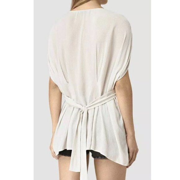 Allsaints Nevis Off White Anthropologie Tie Top Shirt Blouse P5176 - Picture 2 of 10